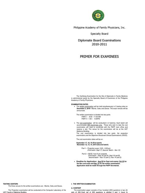 PRIMER FOR EXAMINEES.